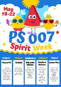 Description of Spirit Week themes per day